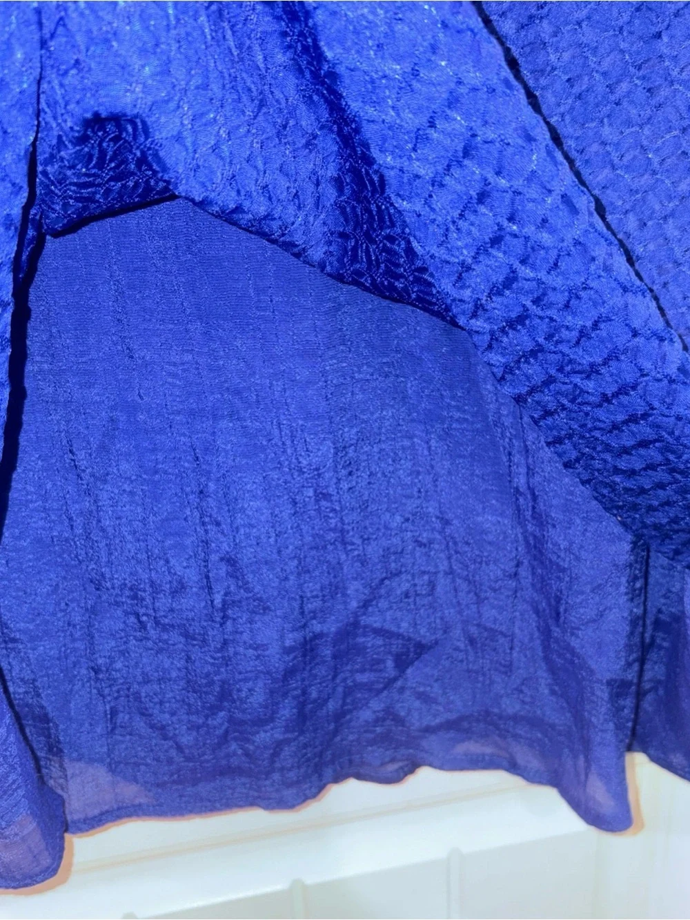 Kim Rogers Royal Blue Long Sleeve Textured Women's lined Top in large